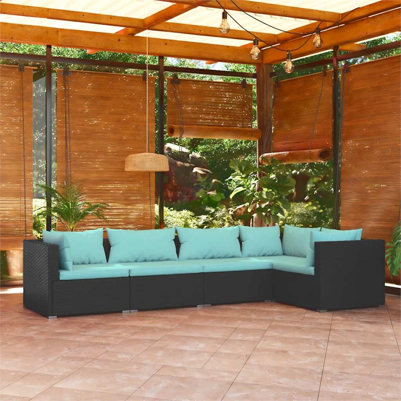 vidaXL 5 Piece Steel Garden Lounge Set in Black