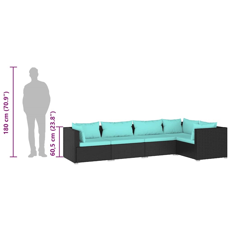 vidaXL 5 Piece Steel Garden Lounge Set in Black