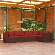 vidaXL 5 Piece Poly Rattan Garden Lounge Set in Brown