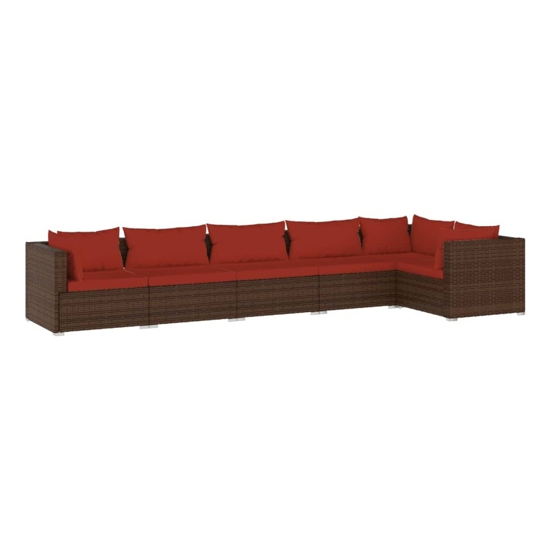 vidaXL 6 Piece Steel Garden Lounge Set in Red/Brown