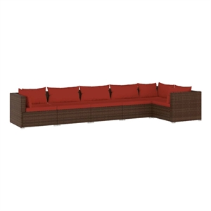 vidaXL 6 Piece Steel Garden Lounge Set in Red/Brown