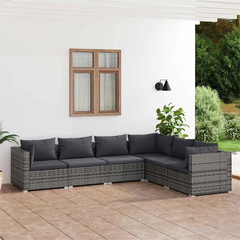 vidaXL 6 Piece Steel Garden Lounge Set in Gray