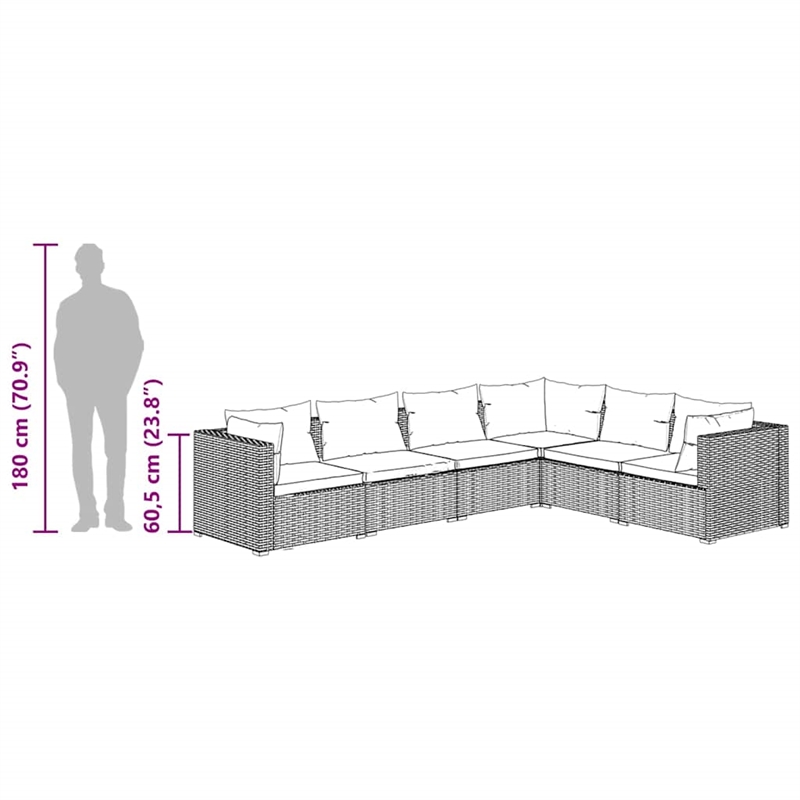 vidaXL 6 Piece Steel Garden Lounge Set in Gray
