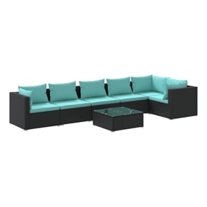 vidaXL 7 Piece Steel Garden Lounge Set in Black/Blue
