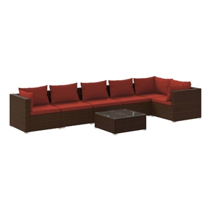 vidaXL 7 Piece Steel Garden Lounge Set in Red/Brown