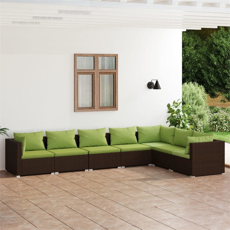 vidaXL 7 Piece Steel Garden Lounge Set in Brown