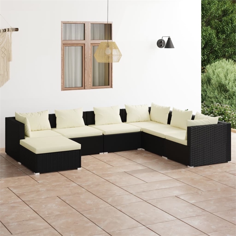 vidaXL 7 Piece Lounge Set in Black