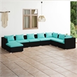 vidaXL 8 Piece Garden Lounge Set in Black/Blue