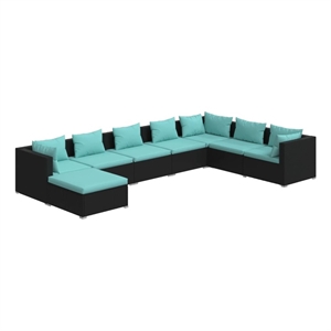vidaXL 8 Piece Garden Lounge Set in Black/Blue