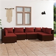vidaXL 6 Piece Steel Garden Lounge Set in Red/Brown