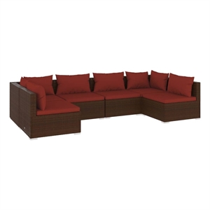 vidaXL 6 Piece Steel Garden Lounge Set in Red/Brown