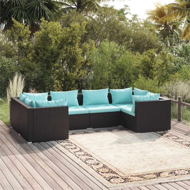 vidaXL Steel Garden Lounge Set in Black/Blue