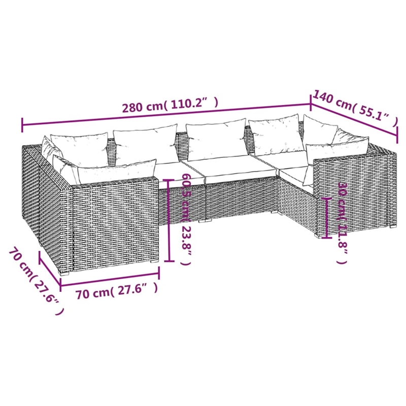 vidaXL Steel Garden Lounge Set in Black/Blue
