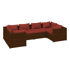 vidaXL 6 Piece Steel Garden Lounge Set in Red/Brown