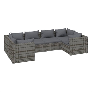 vidaXL 6 Piece Poly Rattan Garden Lounge Set in Gray/Anthracite