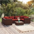 vidaXL 7 Piece Garden Lounge Set in Red/Brown