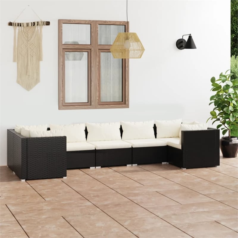 vidaXL 7 Piece Garden Lounge Set in Black/Cream