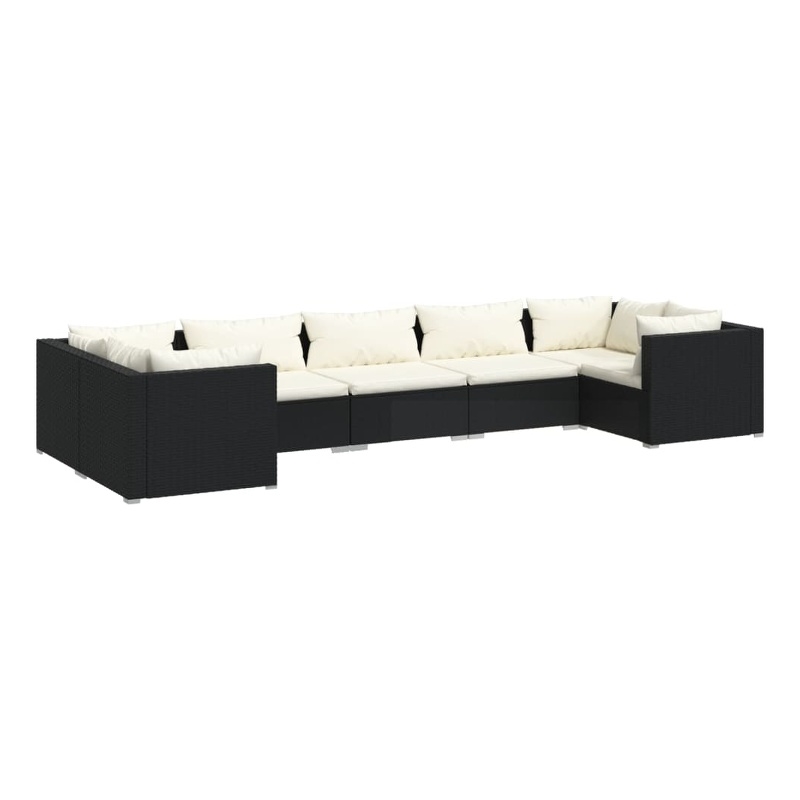 vidaXL 7 Piece Garden Lounge Set in Black/Cream