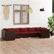 vidaXL 7 Piece Steel Large Garden Lounge Set in Red/Brown