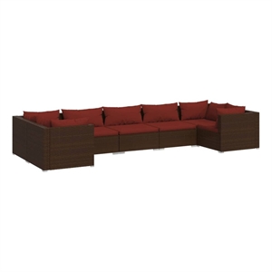 vidaXL 7 Piece Steel Large Garden Lounge Set in Red/Brown
