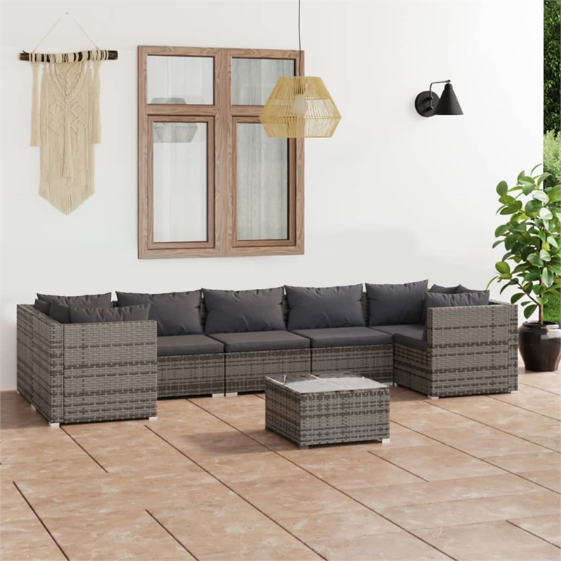 vidaXL 8 Piece Steel Garden Lounge Set in Gray
