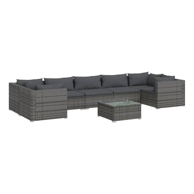 vidaXL 8 Piece Steel Garden Lounge Set in Gray