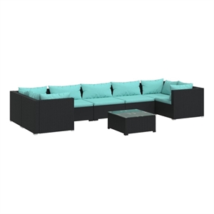 vidaXL 8 Piece Garden Lounge Set in Black/Blue