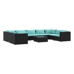 vidaXL 10 Piece Steel Garden Lounge Set in Black/Blue