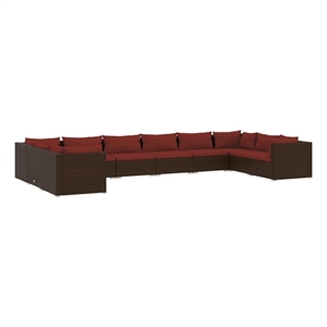 vidaXL 10 Piece Garden Lounge Set in Brown