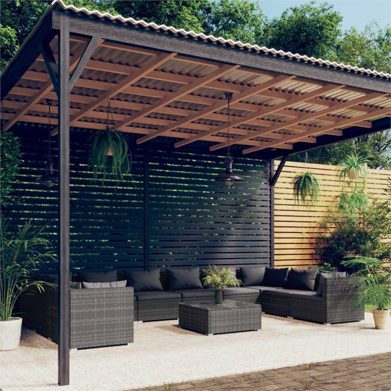 vidaXL 11 Piece Steel Garden Lounge Set in Gray
