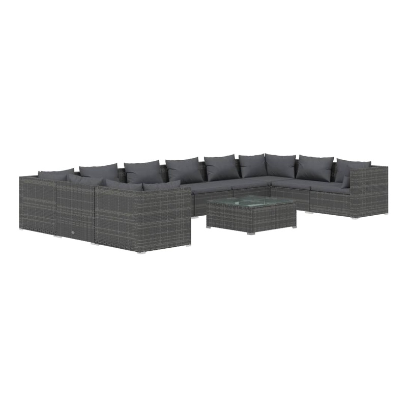 vidaXL 11 Piece Steel Garden Lounge Set in Gray
