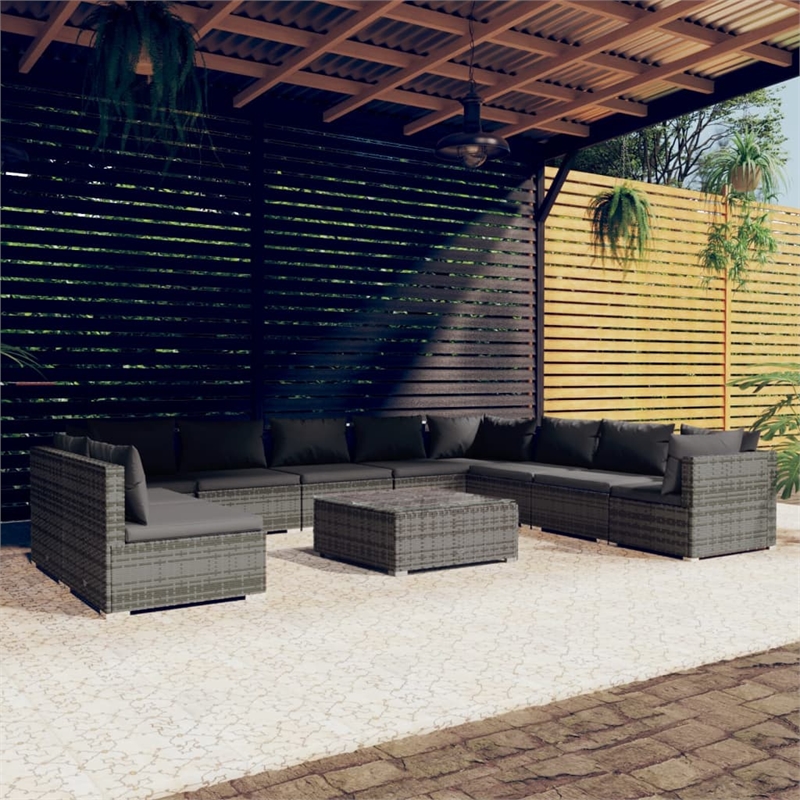 vidaXL 11 Piece Steel Garden Lounge Set in Gray