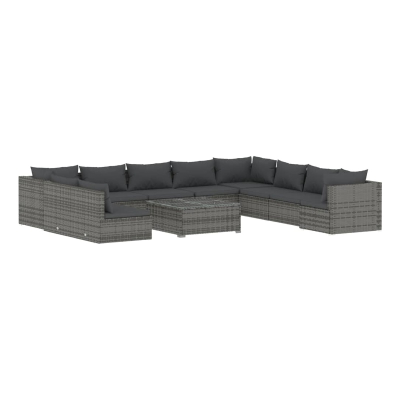 vidaXL 11 Piece Steel Garden Lounge Set in Gray