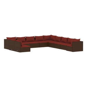 vidaXL 11 Piece Steel Garden Lounge Set in Brown