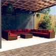 vidaXL 12 Piece Steel Garden Lounge Set in Red/Brown