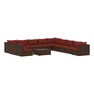 vidaXL 12 Piece Steel Garden Lounge Set in Red/Brown
