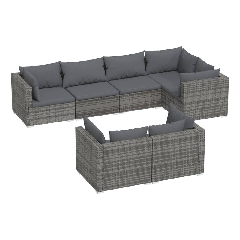 vidaXL 7 Piece Garden Lounge Set in Gray