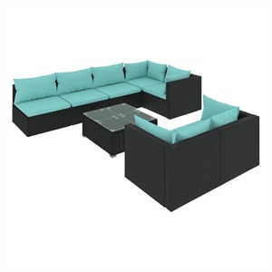 vidaXL 8 Piece Steel Garden Lounge Set in Black/Blue