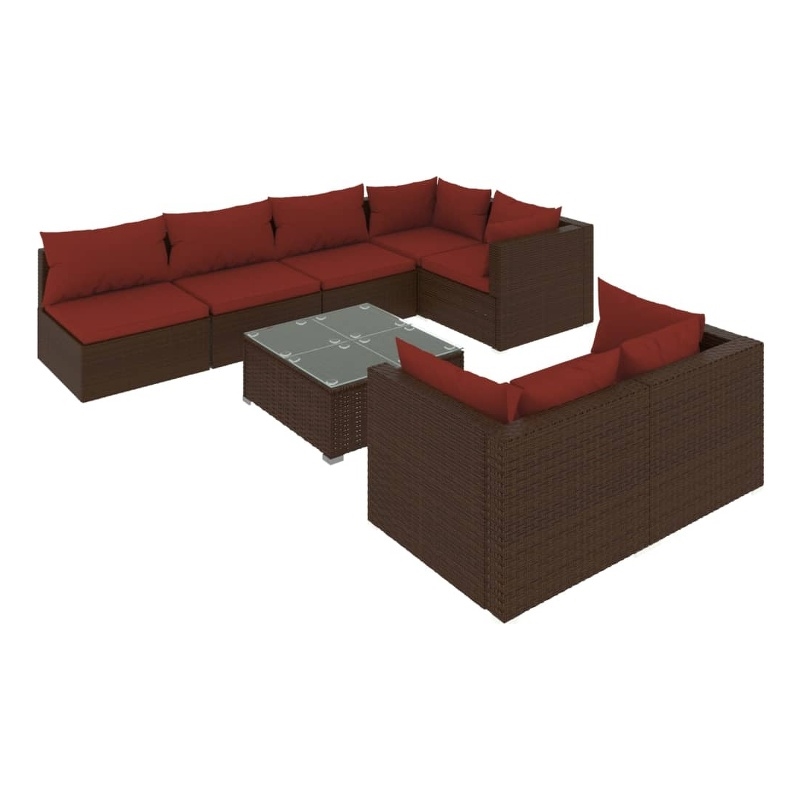 vidaXL 8 Piece Garden Lounge Set in Red/Brown