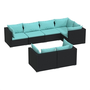 vidaXL 7 Piece Garden Lounge Set in Black/Blue