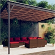 vidaXL 9 Piece Steel Garden Lounge Set in Red/Brown