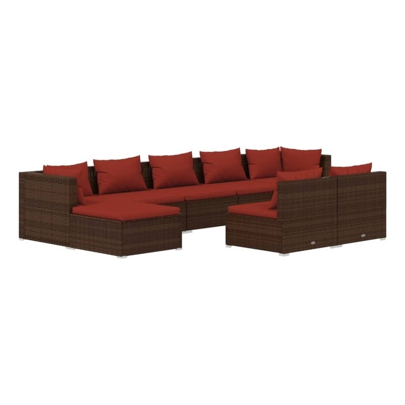 vidaXL 9 Piece Steel Garden Lounge Set in Red/Brown