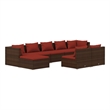 vidaXL 9 Piece Steel Garden Lounge Set in Red/Brown