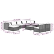 vidaXL 10 Piece Steel Large Garden Lounge Set in Gray