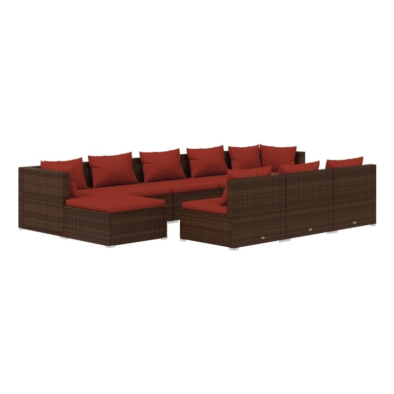 vidaXL 10 Piece Steel Large Garden Lounge Set in Brown