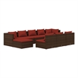 vidaXL 10 Piece Steel Large Garden Lounge Set in Brown