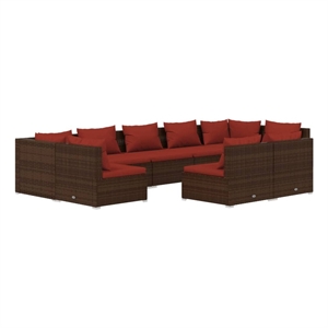 vidaXL 9 Piece Steel Small Garden Lounge Set in Brown