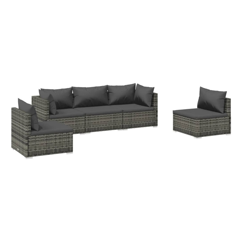 vidaXL 5 Piece Steel Lounge Set in Gray/Anthracite