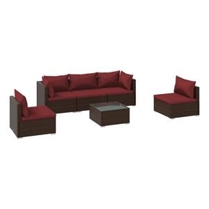 vidaXL 6 Piece Steel Large Garden Lounge Set in Brown