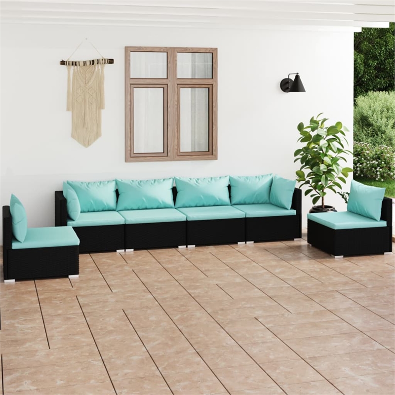 vidaXL 6 Piece Garden Lounge Set in Black